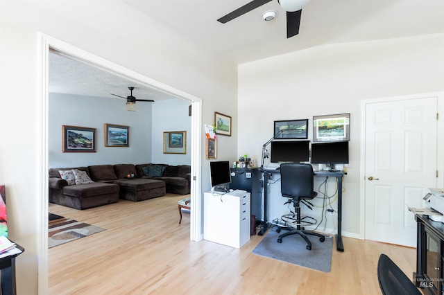 4023 N Bayou Ln, Boise, ID 83703 - home office featuring a ceiling fan and wood finished floors