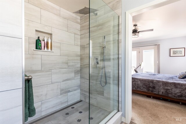 4023 N Bayou Ln, Boise, ID 83703 - ensuite bathroom featuring a tile shower and ceiling fan