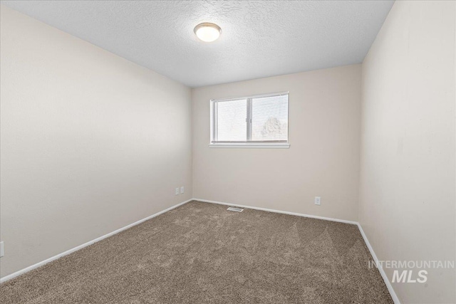 spare room with carpet flooring and a textured ceiling