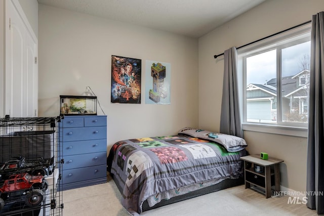 bedroom with carpet