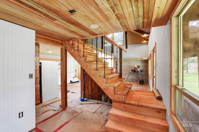 5650 Pines Rd, New Meadows, ID 83654 - stairs with wooden ceiling