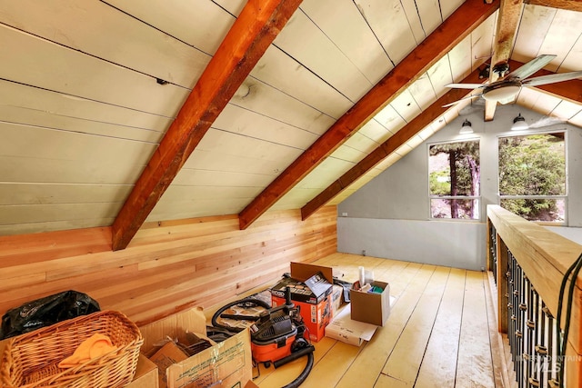 5650 Pines Rd, New Meadows, ID 83654 - additional living space featuring hardwood / wood-style floors, ceiling fan, wood walls, and wooden ceiling
