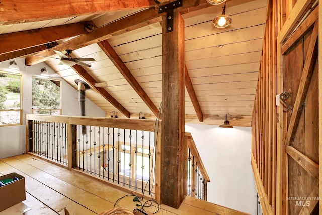 5650 Pines Rd, New Meadows, ID 83654 - corridor with wood finished floors and wood ceiling