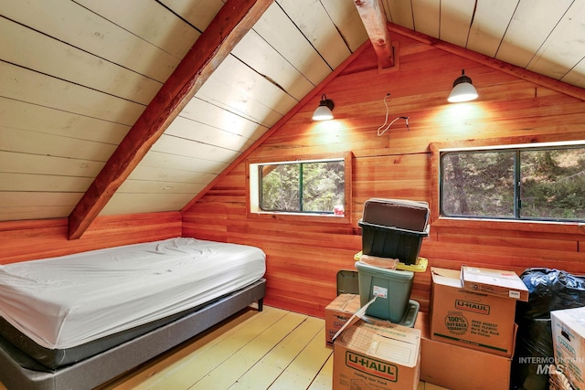 5650 Pines Rd, New Meadows, ID 83654 - bedroom with wooden ceiling, wooden walls, and wood finished floors