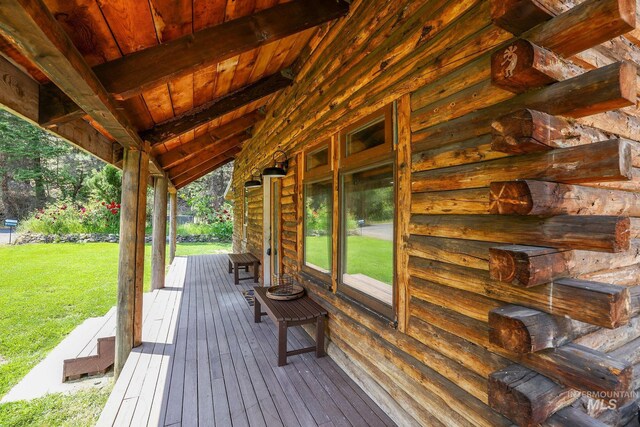 5650 Pines Rd, New Meadows, ID 83654 - deck featuring a yard