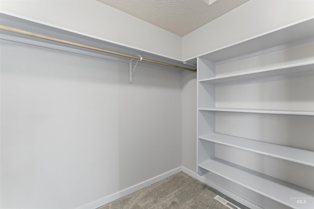 spacious closet with carpet and visible vents