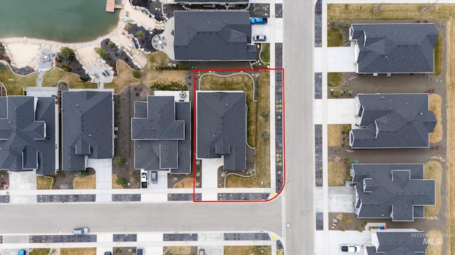 7859 W Belay, Eagle, ID 83616 - aerial perspective of suburban area with property parcel outlined
