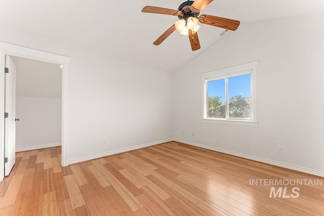 1730 W Glade Creek St, Meridian, ID 83646 - unfurnished room with light wood finished floors, lofted ceiling, and ceiling fan
