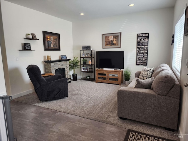 1018 S Washington Ave, Emmett, ID 83617 - living room featuring a stone fireplace