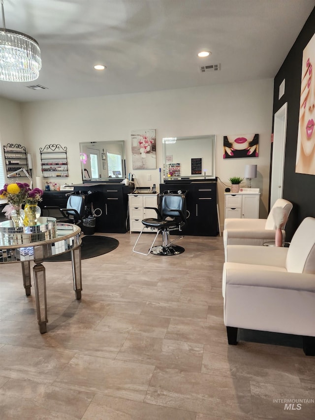 1018 S Washington Ave, Emmett, ID 83617 - office area with an inviting chandelier