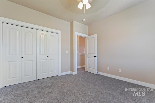 1112 W Belknap Dr, Nampa, ID 83686 - unfurnished bedroom with carpet flooring, a closet, and ceiling fan