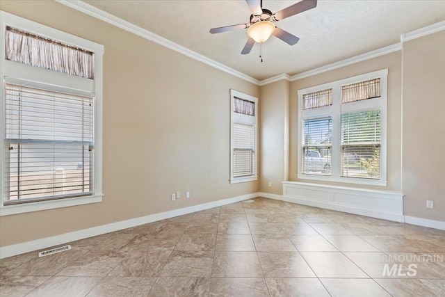 1112 W Belknap Dr, Nampa, ID 83686 - unfurnished room featuring ornamental molding, ceiling fan, and a textured ceiling