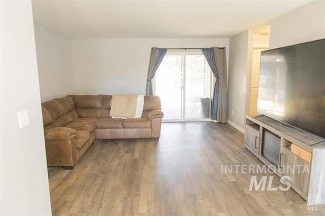 living room with light wood-type flooring