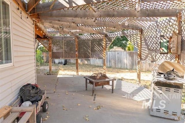 view of patio / terrace featuring a pergola