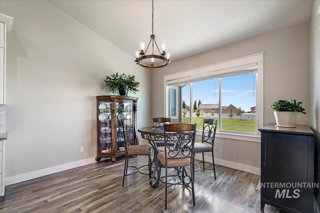 3492 E 3600 N, Kimberly, ID 83341 - dining space with dark wood-type flooring, baseboards, and a chandelier