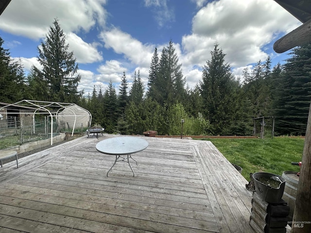 2223 Glenwood Rd, Kamiah, ID 83536 - wooden deck with an outdoor fire pit
