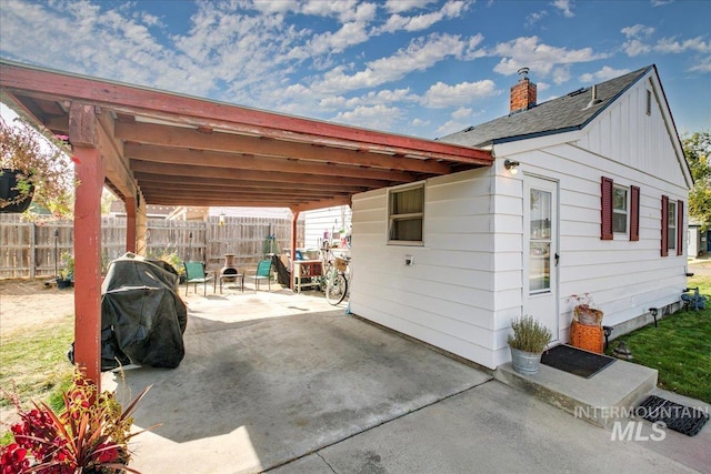 view of patio / terrace with a grill