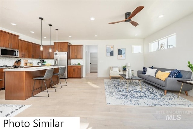 TBD N Kimball St, Boise, ID 83704 - living area with ceiling fan, light wood-style flooring, and recessed lighting