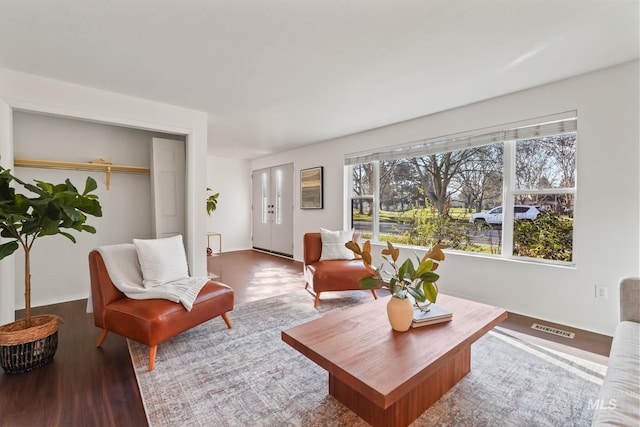 living room featuring wood-type flooring