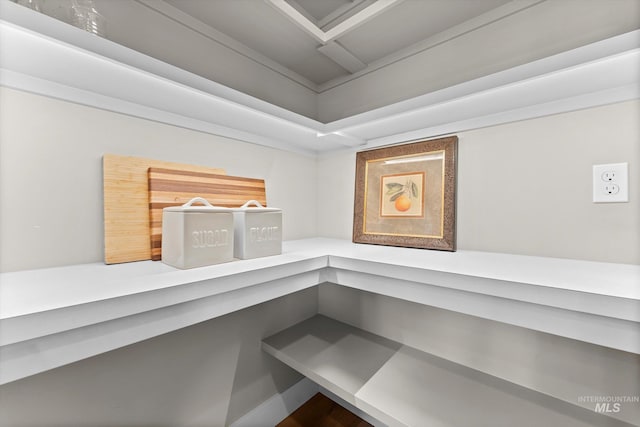storage area with a sauna / steam room