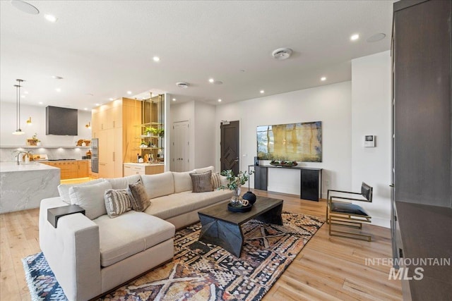 1112 W Main St Unit 503, Boise, ID 83702 - living room featuring light wood-style floors and recessed lighting