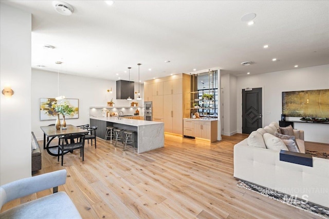 1112 W Main St Unit 503, Boise, ID 83702 - living area featuring light wood-style floors and recessed lighting
