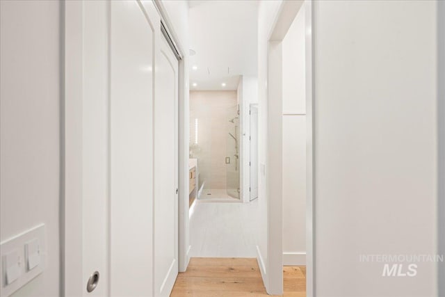 1112 W Main St Unit 503, Boise, ID 83702 - hall featuring light wood finished floors and recessed lighting