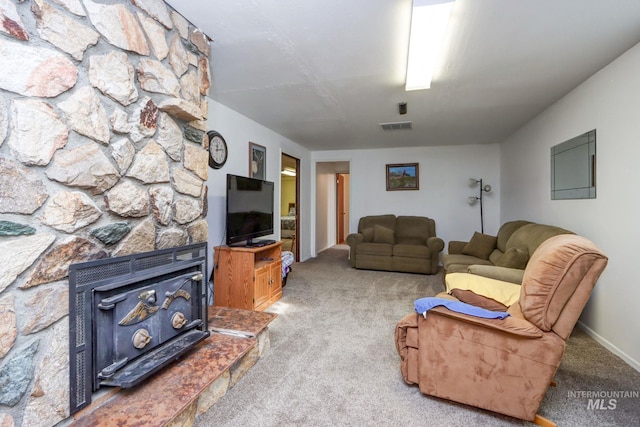 carpeted living room with visible vents