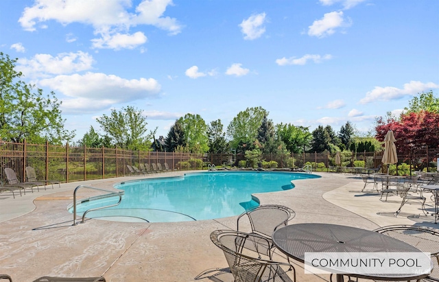 view of swimming pool with a patio area