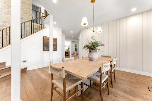 dining area featuring light hardwood / wood-style flooring