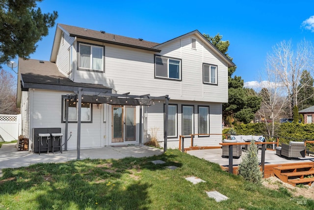 398 N Pebble Beach Way, Eagle, ID 83616 - back of property featuring outdoor lounge area, a pergola, and a patio area