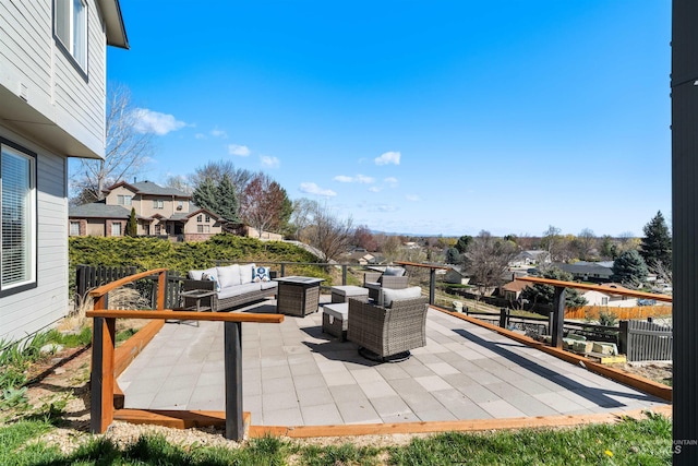 398 N Pebble Beach Way, Eagle, ID 83616 - view of patio / terrace with an outdoor hangout area, a residential view, and fence