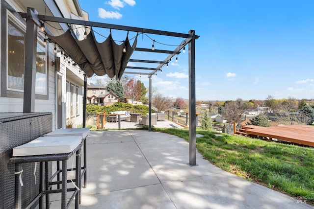398 N Pebble Beach Way, Eagle, ID 83616 - view of patio featuring an outdoor living space, a pergola, and a residential view