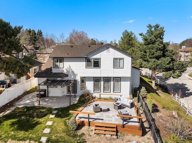 398 N Pebble Beach Way, Eagle, ID 83616 - back of house with an outdoor living space, a patio, and a pergola