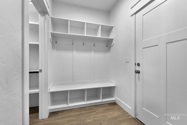 1734 Shoal Point Ave, Middleton, ID 83644 - mudroom with a textured wall, baseboards, and wood finished floors