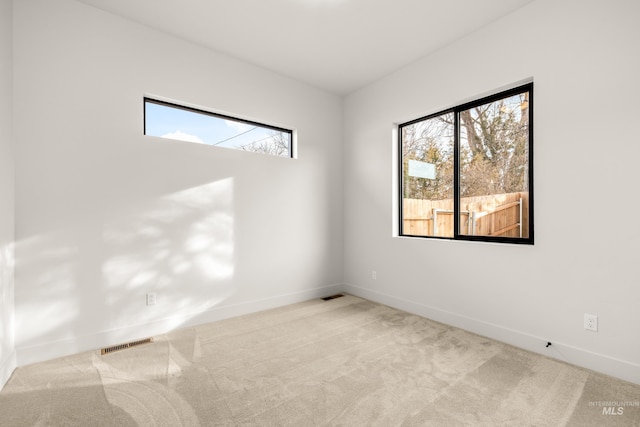 spare room with light carpet and plenty of natural light