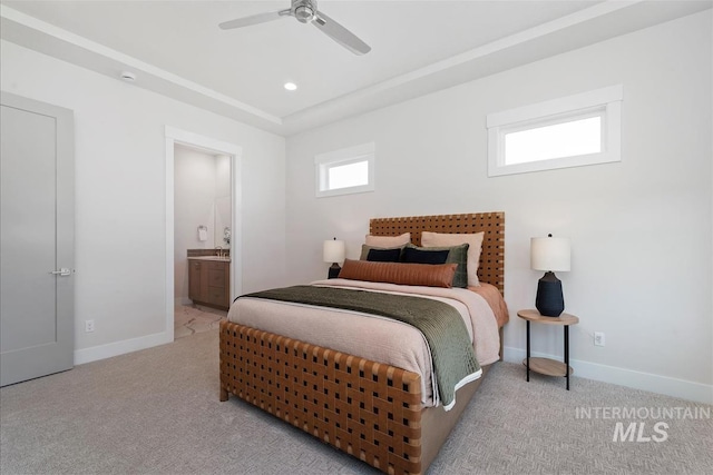 6874 N Fireball, Meridian, ID 83646 - bedroom with carpet floors, baseboards, ensuite bathroom, and recessed lighting
