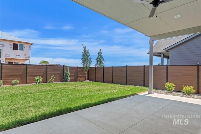 6874 N Fireball, Meridian, ID 83646 - view of yard with ceiling fan and a patio