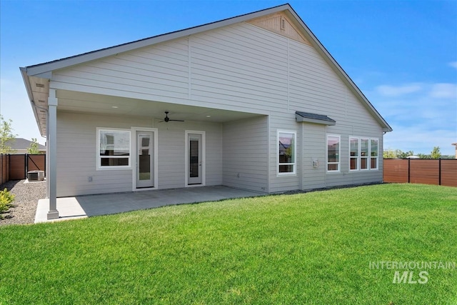 6874 N Fireball, Meridian, ID 83646 - rear view of property featuring ceiling fan, a patio, and central AC unit