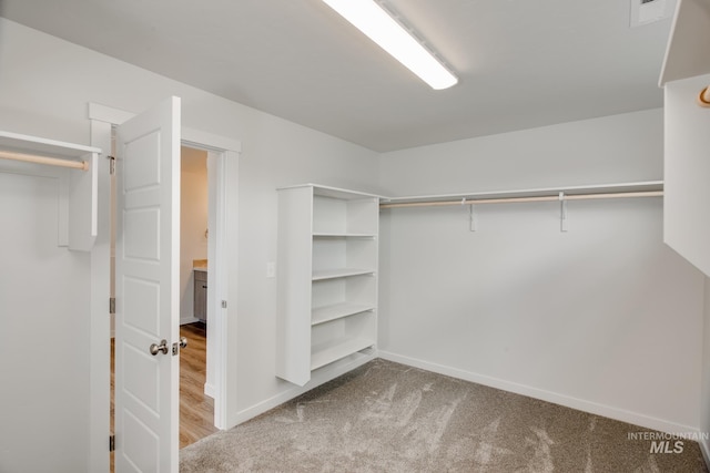 walk in closet featuring carpet and visible vents