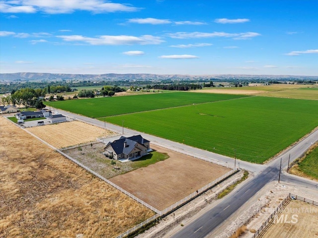 bird's eye view with a mountain view and a rural view