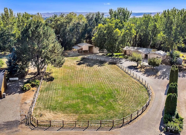 drone / aerial view featuring a rural view