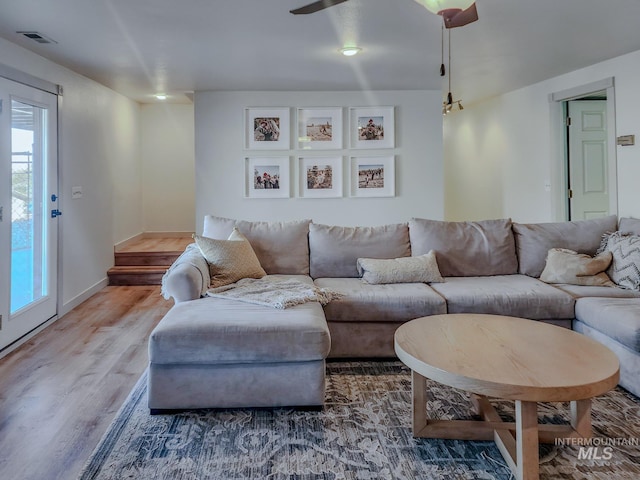 living room with hardwood / wood-style floors