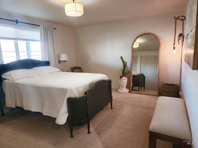 bedroom featuring carpet floors and a closet