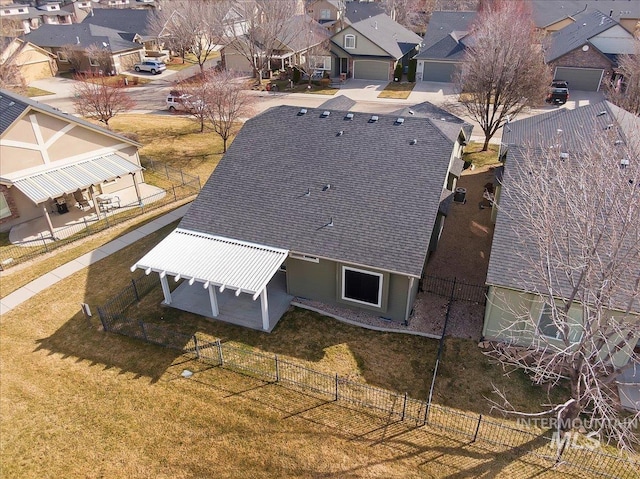 aerial view with a residential view