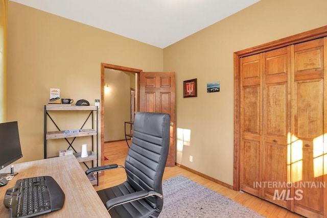 office featuring light hardwood / wood-style flooring