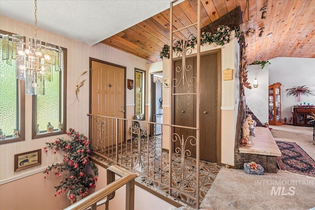 2503 Lyle Ct, Nampa, ID 83651 - bathroom featuring a chandelier, wooden ceiling, and vaulted ceiling