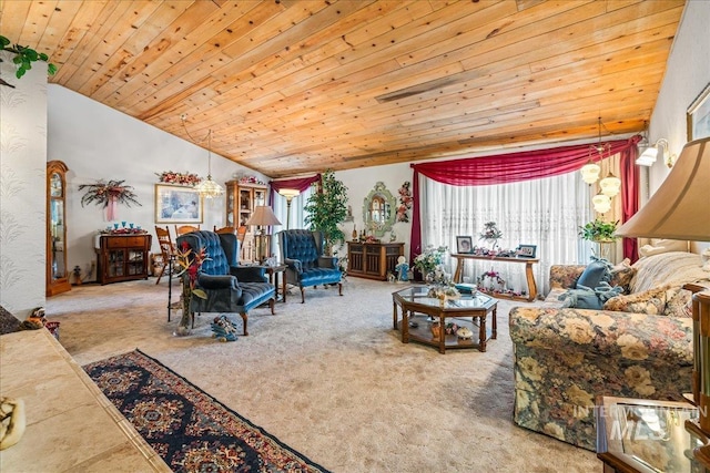 2503 Lyle Ct, Nampa, ID 83651 - living area with carpet floors, vaulted ceiling, and wooden ceiling