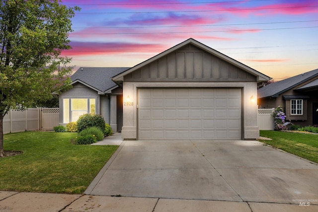 2928 W Los Flores Dr, Meridian, ID 83646 - ranch-style house featuring driveway, an attached garage, and board and batten siding