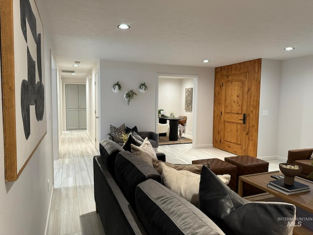 living room with light wood-type flooring